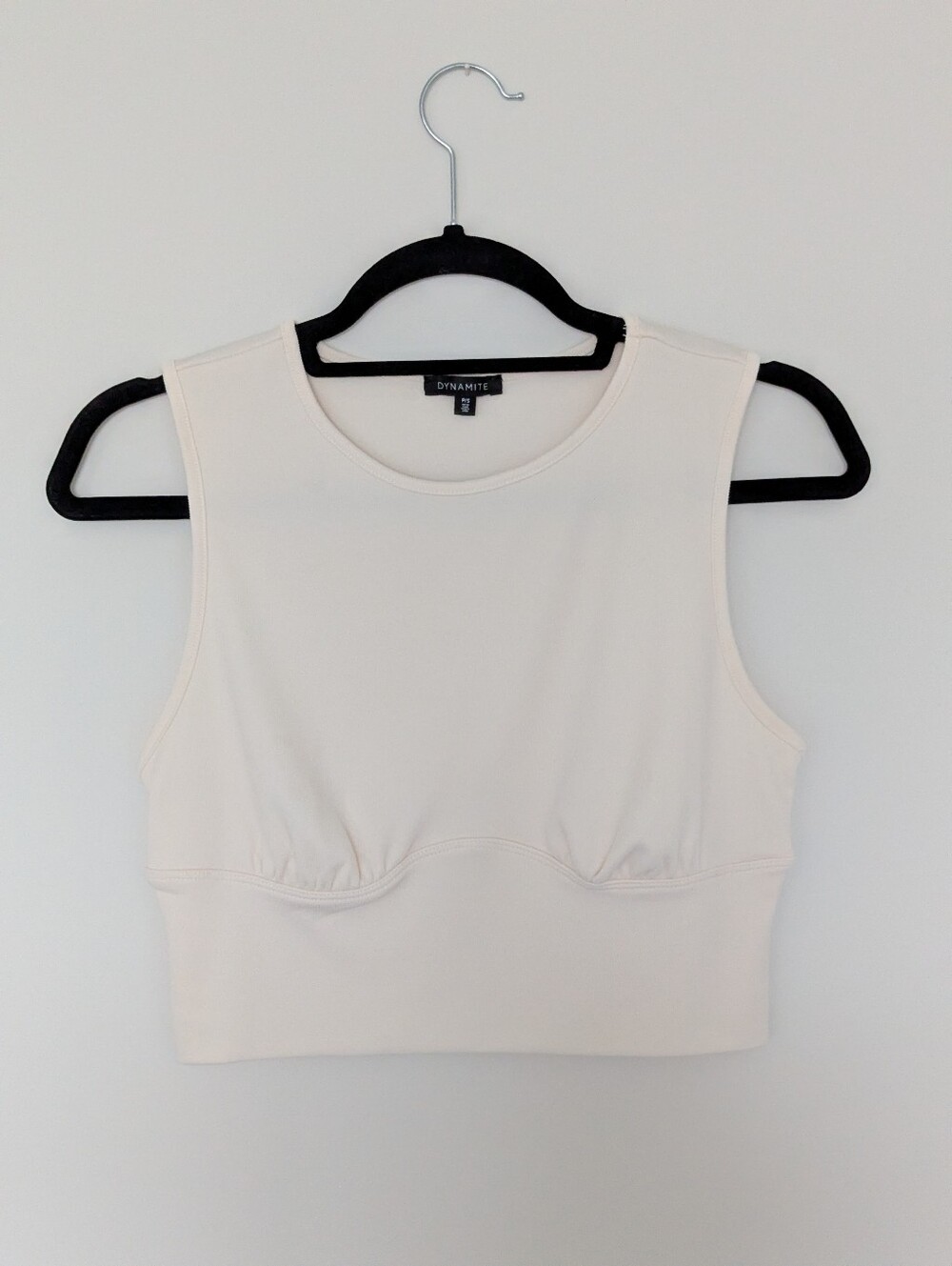 Dynamite Ivory Ribbed Bust Seam Crop Tank